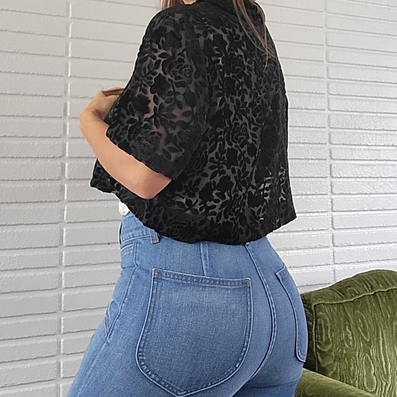 Vintage Black Rose Velvet Devore Jacket - Picture 15 of 15